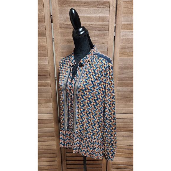 Maeve By Anthropologie Orange Janie Flounced Peasant Long-Sleeve Blouse Size 14 - Picture 5 of 8